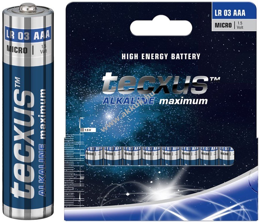 Tecxus Alkaline maximum LR03/AAA (Micro) elem 1,5V 10db/csomag alkáli-mangán