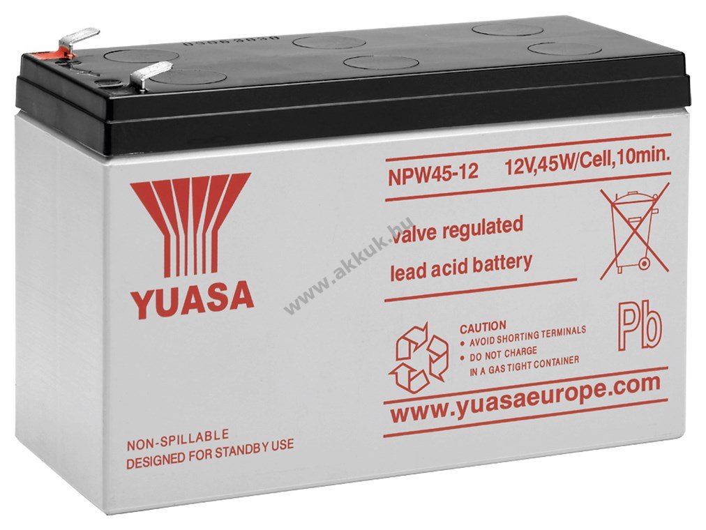 Yuasa NPH NPW45-12 12V 8,5Ah Faston 6,35mm AGM ólom akku