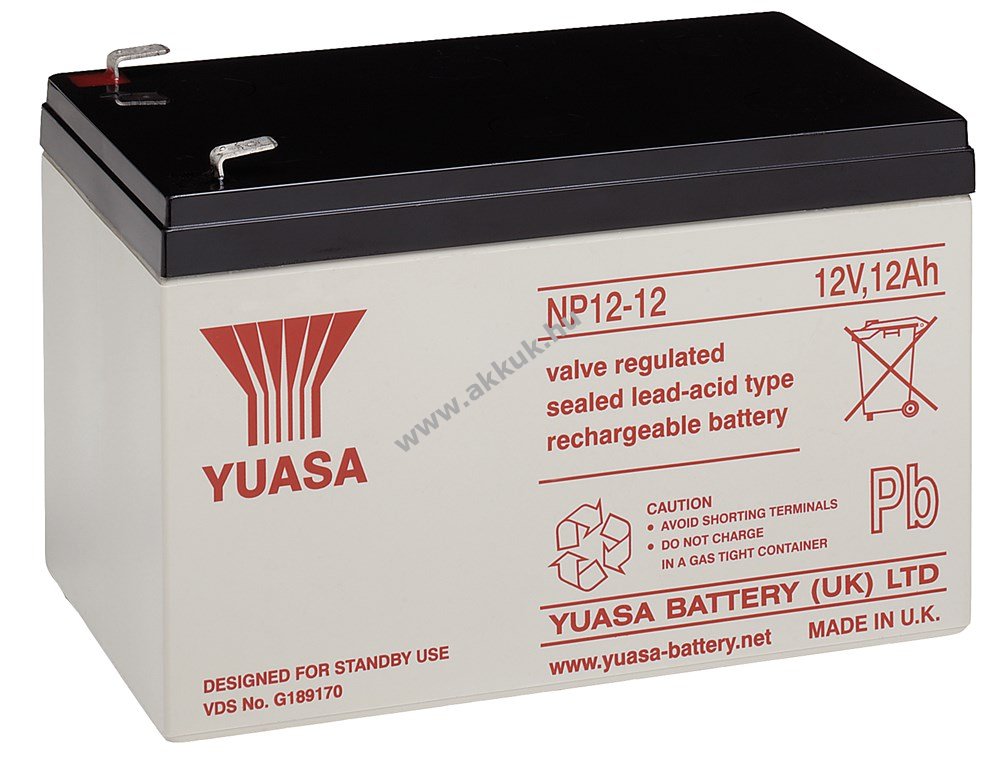 Yuasa NP NP12-12 VdS 12V 12Ah Faston 6,35mm ABS AGM ólom akku