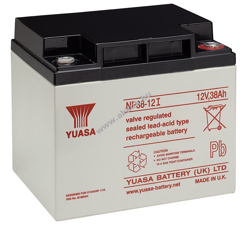 Yuasa NP NP38-12I 12V 38Ah M5 menetes VdS AGM ólom akku