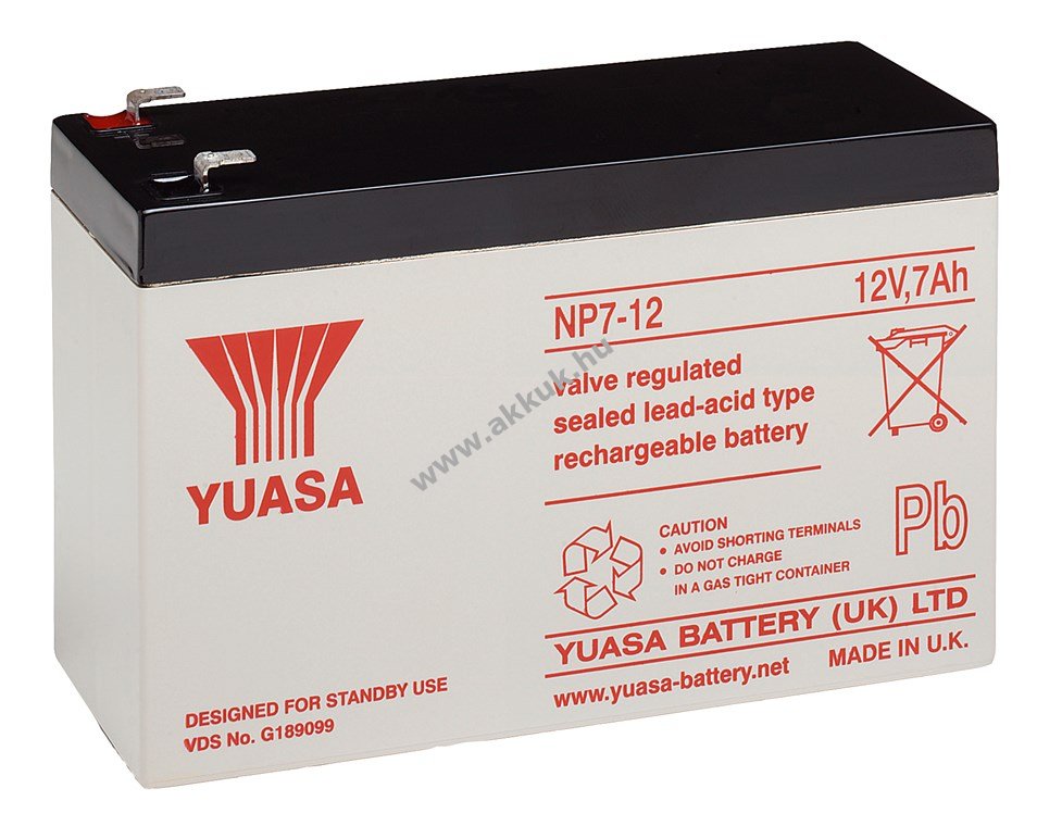 Yuasa NP NP7-12L 12V 7Ah Faston 6,35mm AGM ólom akku