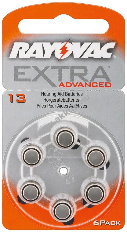 Rayovac Extra Advanced PR48/13A 1,4V hallókészülék gombelem 6db/csomag Cink-levegő