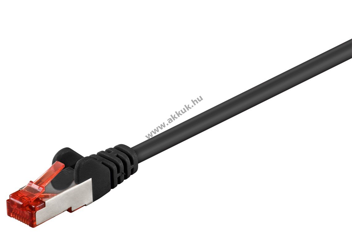 Goobay CAT6 S/FTP (PiMF) patchkábel 2m fekete CU halogénmentes LSZH