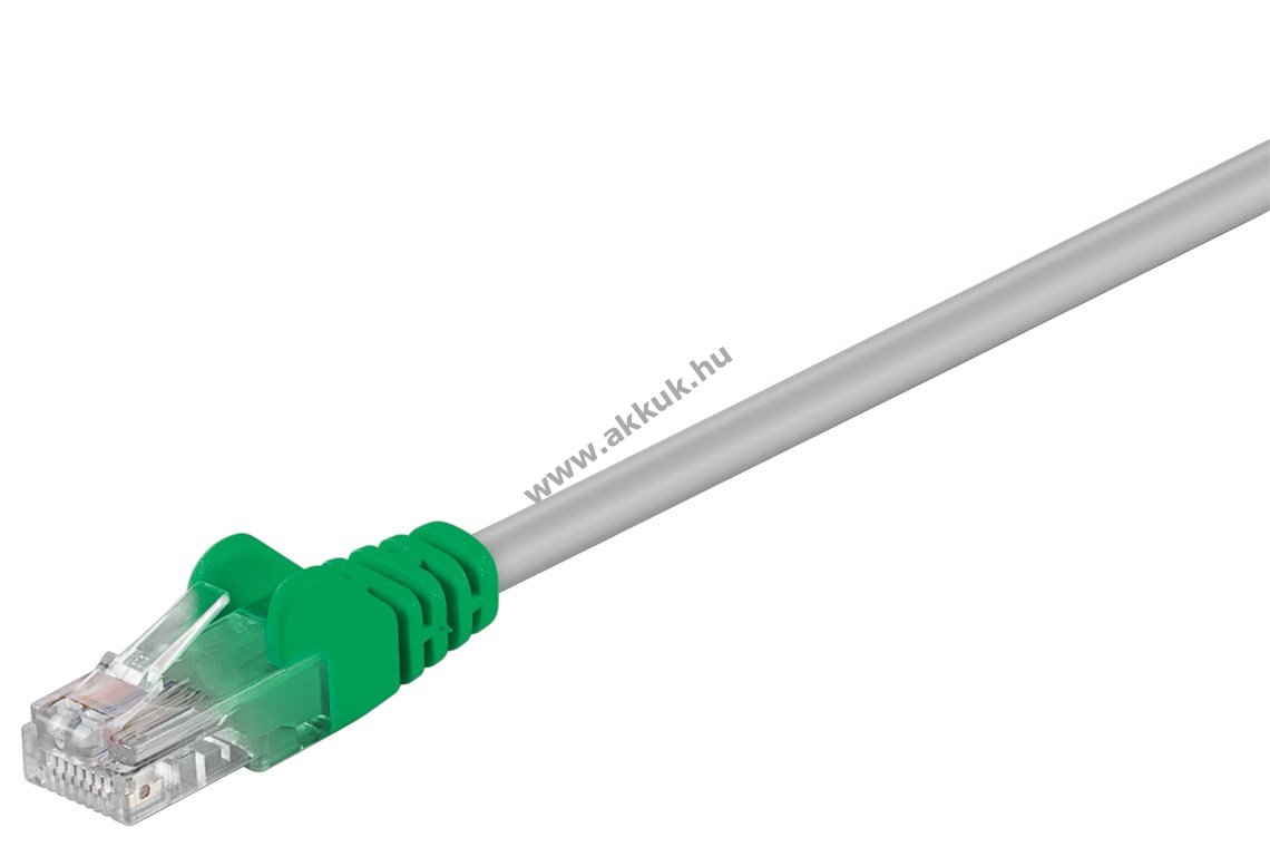 Goobay CAT5e Crossover U/UTP CCA patchkábel 0,5m szürke-zöld