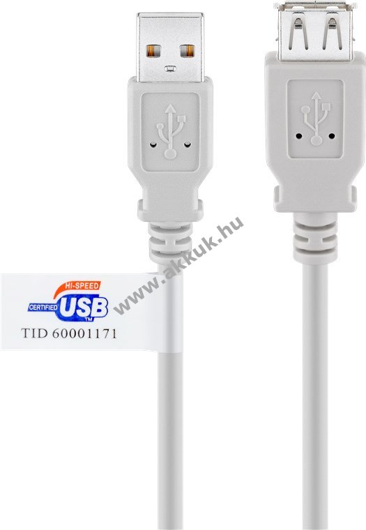 Goobay USB-A hosszabbító 3m szürke 2,5W 0,5A 480Mbit/s USB2.0 tanúsított