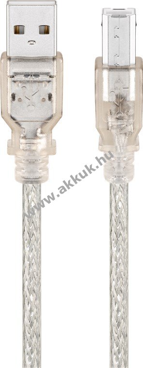 Goobay USB-A-USB-B kábel 1,8m átlátszó USB2.0 480Mbit/s 0,5A 2,5W