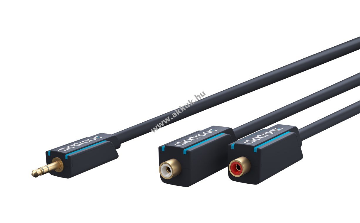 Clicktronic sztereó jack 3,5mm AUX-RCA (Cinch) adapterkábel 1db 3,5mm 2db RCA (Cinch) 0,1m OFC