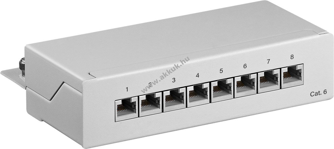 Goobay CAT-6 mini/asztali 8 port (1 HE) STP árnyékolt patch panel szürke