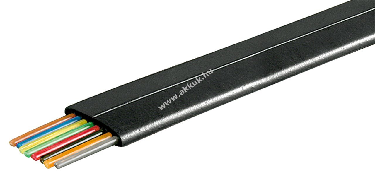 Goobay 8-eres lapos telefonkábel 100m AWG28 CCA (rézzel bevont alumínium) fekete 2,4x8,8mm