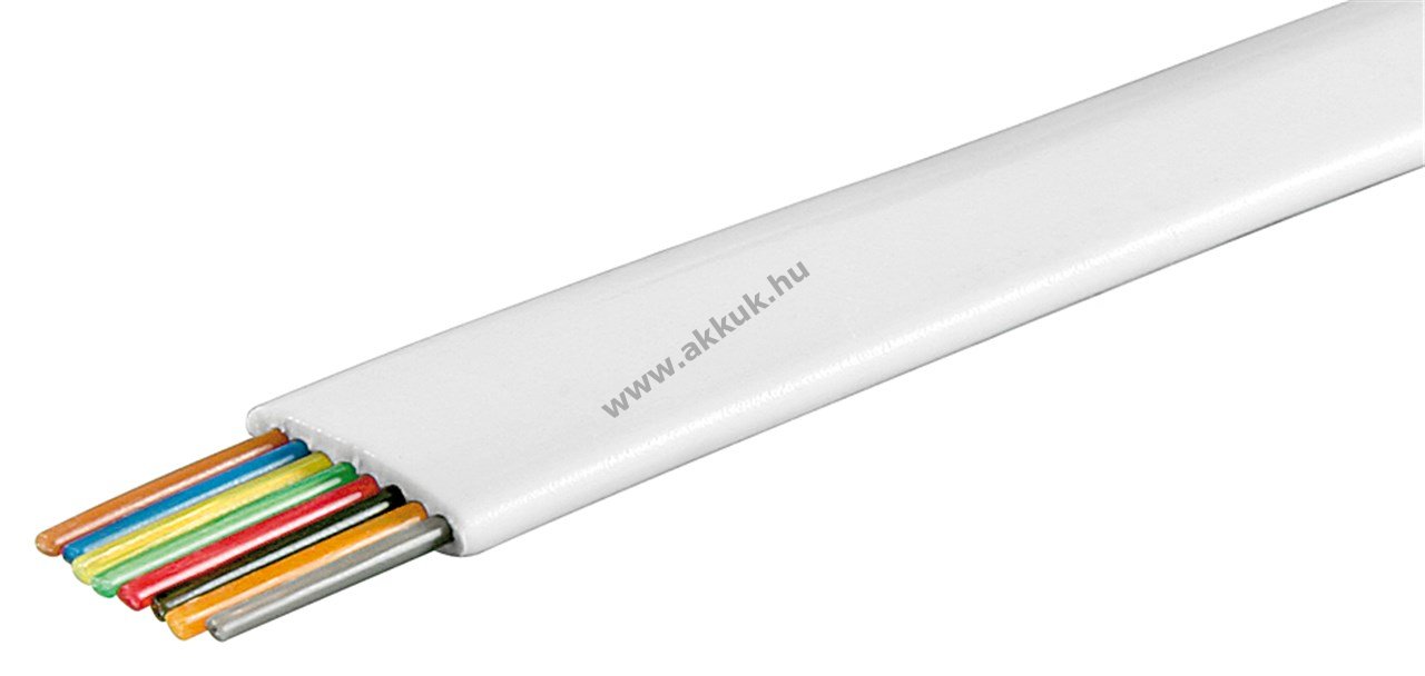 Goobay 8-eres telefon lapos kábel 100m tekercs AWG 28 CCA fehér
