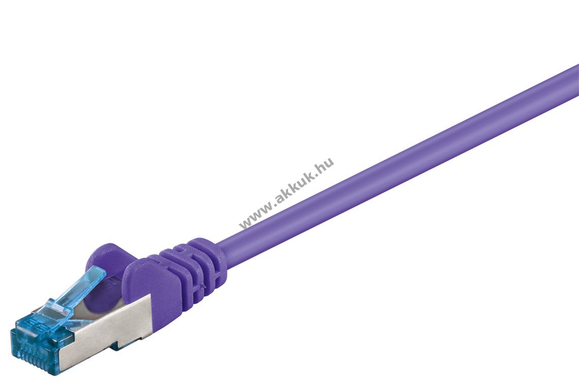 Goobay CAT-6A patchkábel S/FTP (PiMF) lila rézvezető (CU) halogénmentes kábelköpeny (LSZH) 0,25m