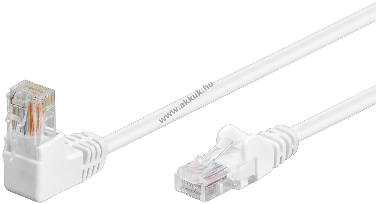 Goobay CAT5e patchkábel 1x90° U/UTP CCA 5m fehér