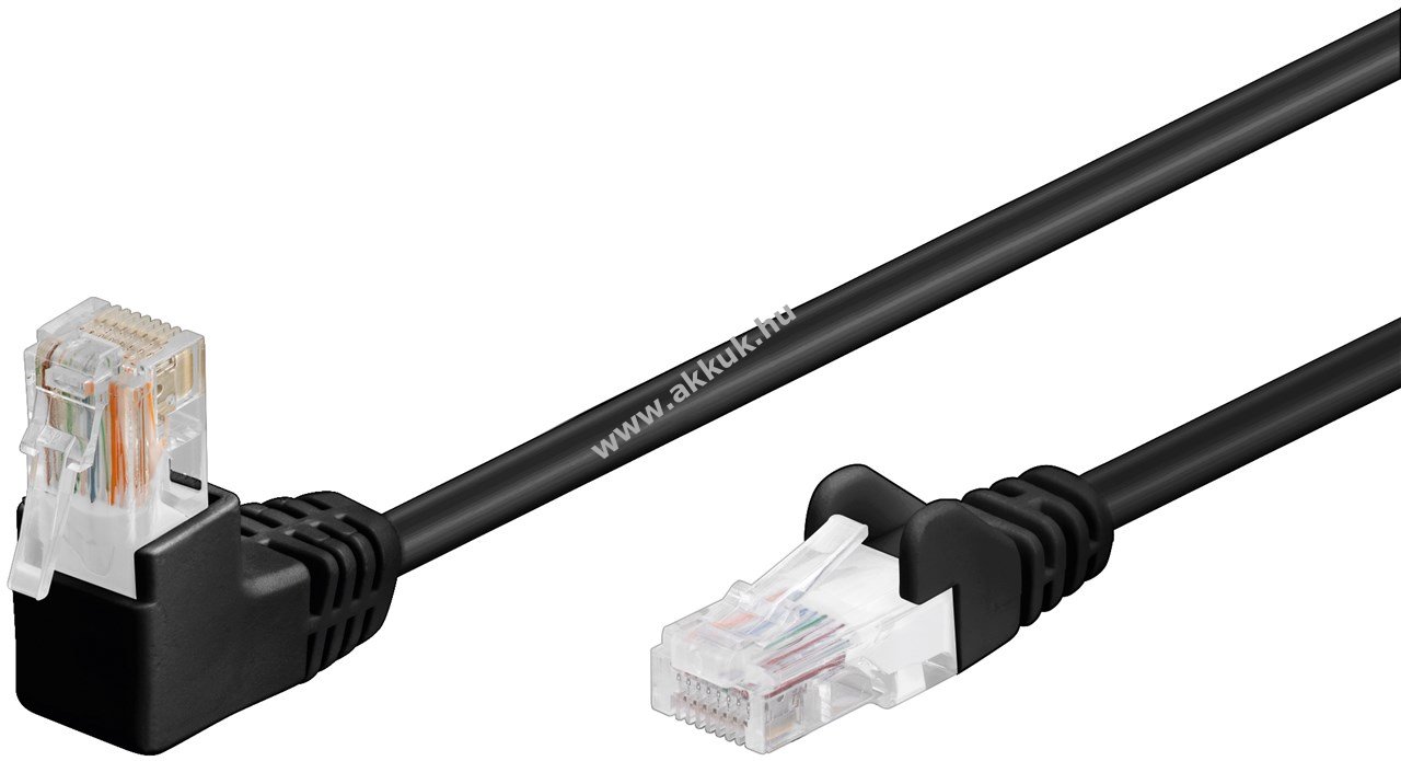 Goobay CAT 5e U/UTP patchkábel 1x90° fekete CCA 1m