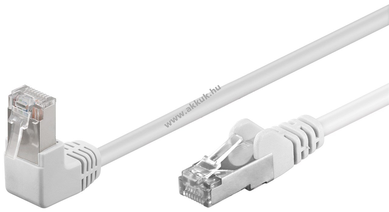 Goobay CAT-5e patchkábel 2m F/UTP 90° RJ45 (8P8C) CCA fehér