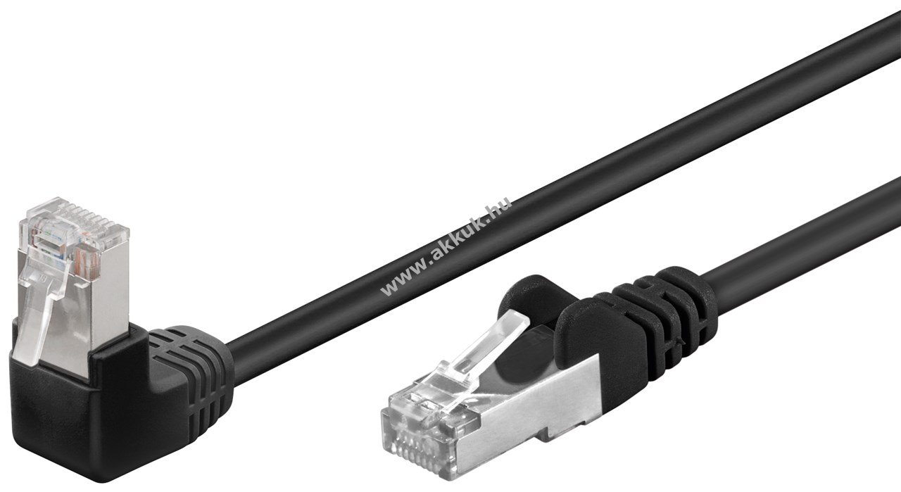 Goobay CAT5e F/UTP CCA 1m 90° RJ45 patchkábel fekete