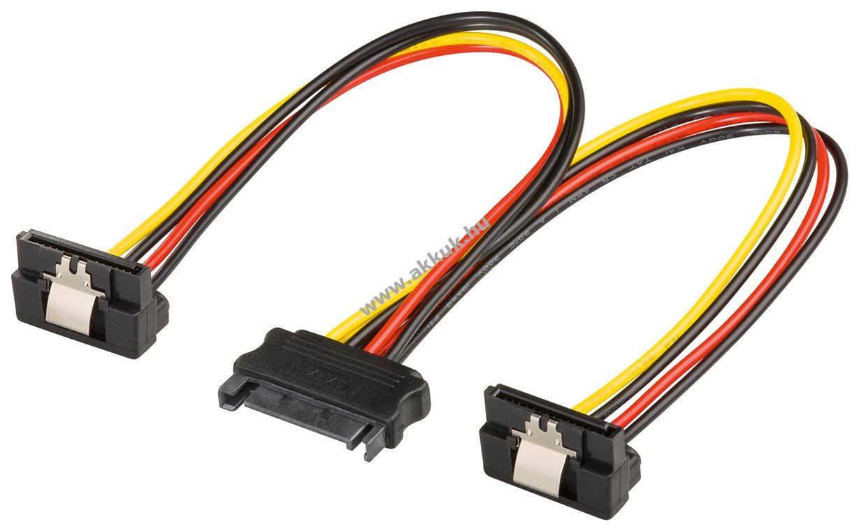 Goobay PC Y tápkábel SATA 1x aljzat 2x 90° SATA csatlakozó 0,2m