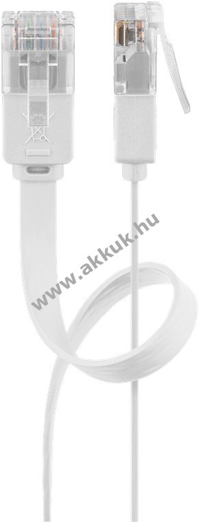 Goobay CAT 6 lapos patch kábel U/UTP fehér CU 15m