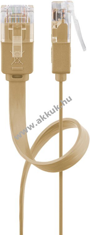 Goobay Cat6 lapos patchkábel U/UTP 10m világosbarna CU