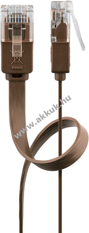 Goobay CAT6 lapos patchkábel U/UTP 5m sötétbarna rézvezető (CU)