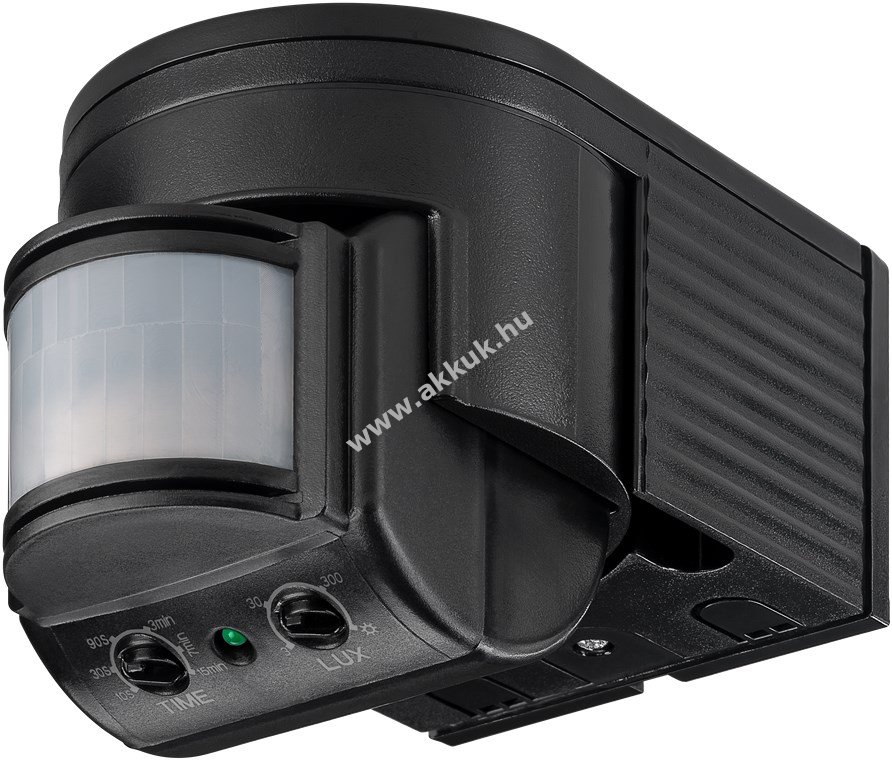 Goobay infravörös mozgásérzékelő fekete felületre szerelhető 180° 12m IP44 kültéri LED-hez alkalmas