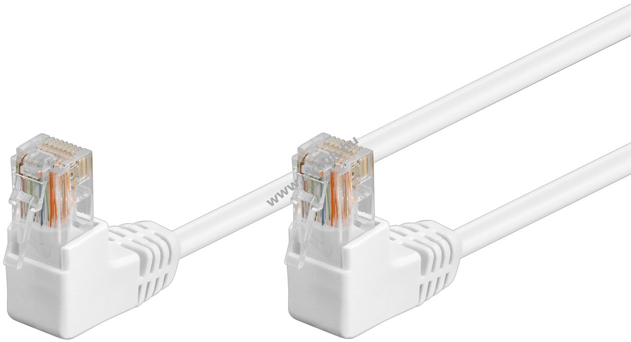 Goobay CAT5e patch kábel 2x90° U/UTP fehér rézbevonatú alumíniumvezető (CCA) 2xRJ45(8P8C) 10m