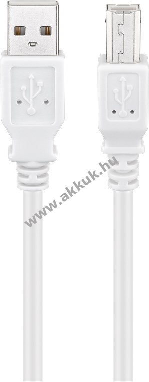 Goobay USB-A-USB-B kábel 1m fehér USB2.0 480Mbit/s 0,5A 2,5W