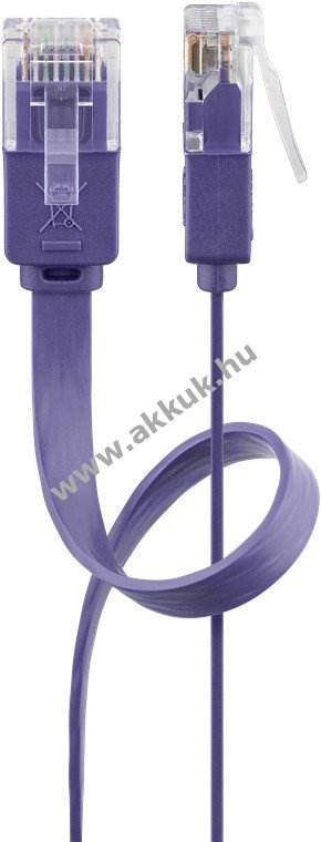 Goobay CAT6 lapos patchkábel U/UTP 2m RJ45 violett rézvezető (CU)