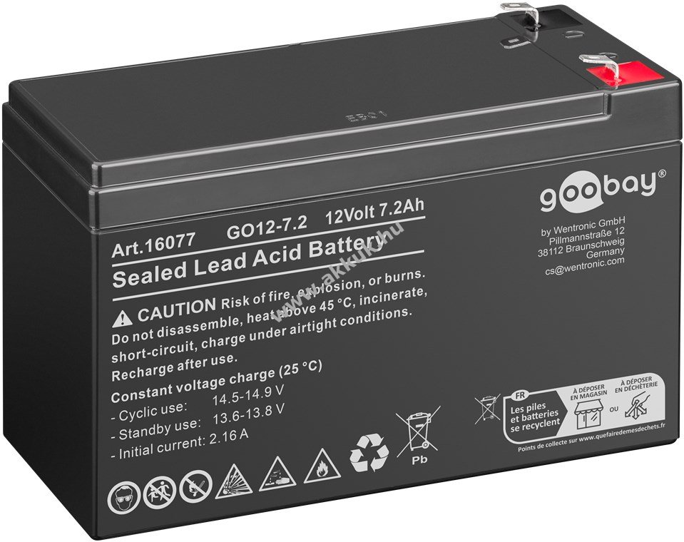Goobay GO12-7.2 12V 7200mAh Faston 4,8mm BattVO CE ólom akku
