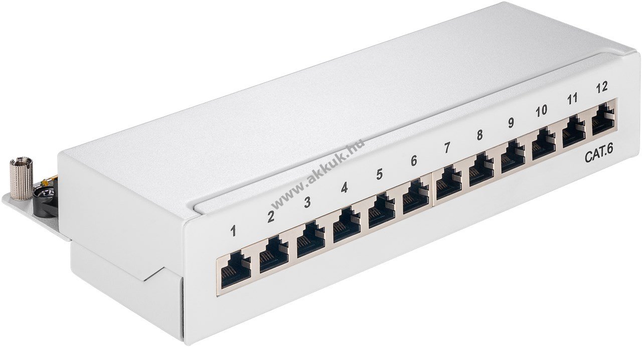 Goobay CAT6 mini/desktop 12 port STP patch panel 1 HE szürke