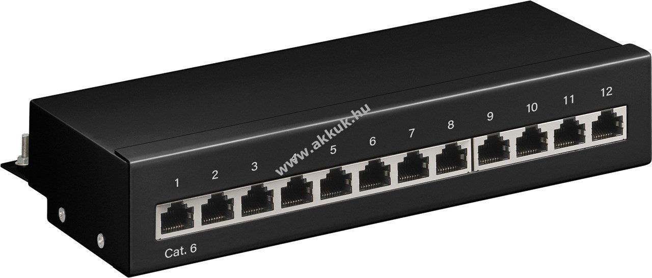 Goobay CAT 6 mini/asztali patch panel 12 port 1HE STP fekete