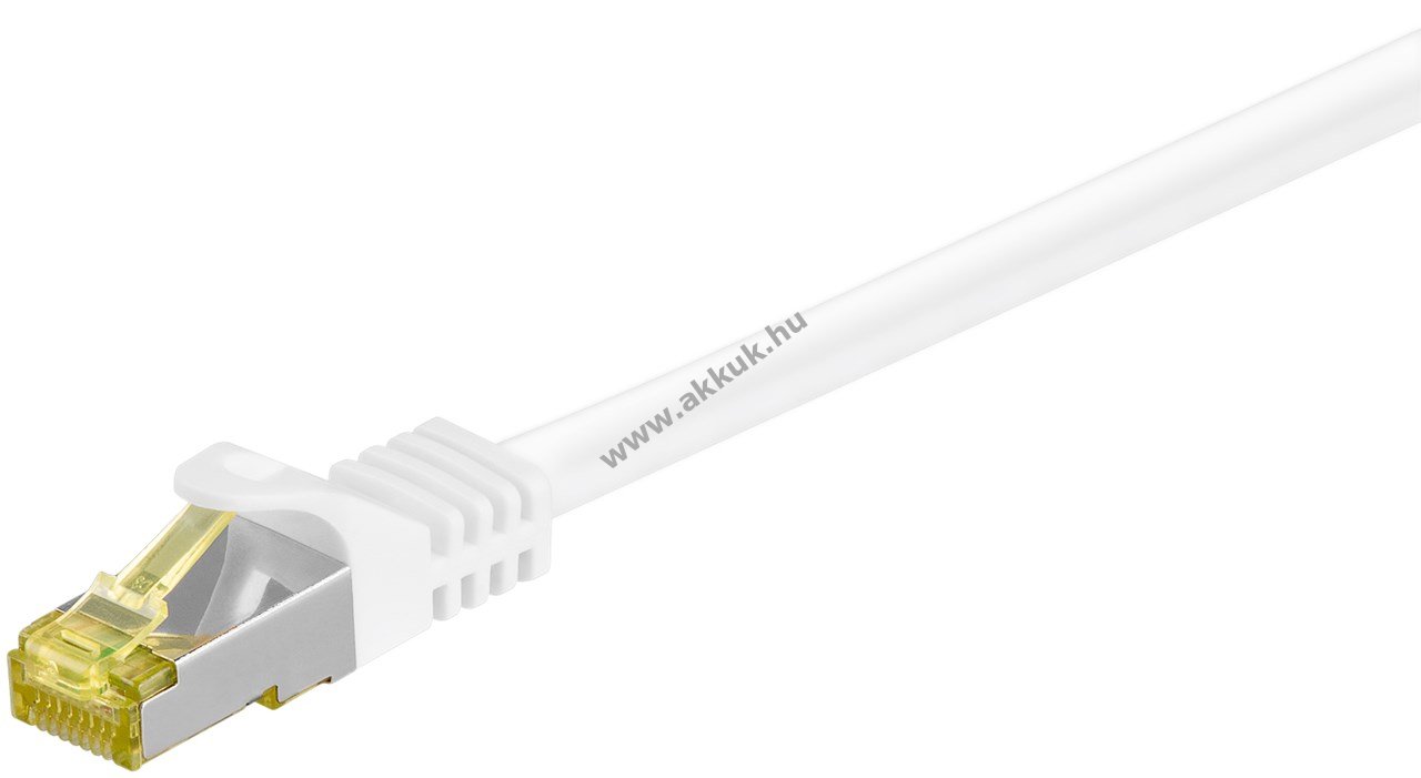Goobay RJ45 patchkábel CAT6A S/FTP (PiMF) 500MHz CAT7 magkábellel 1m fehér LSZH CU
