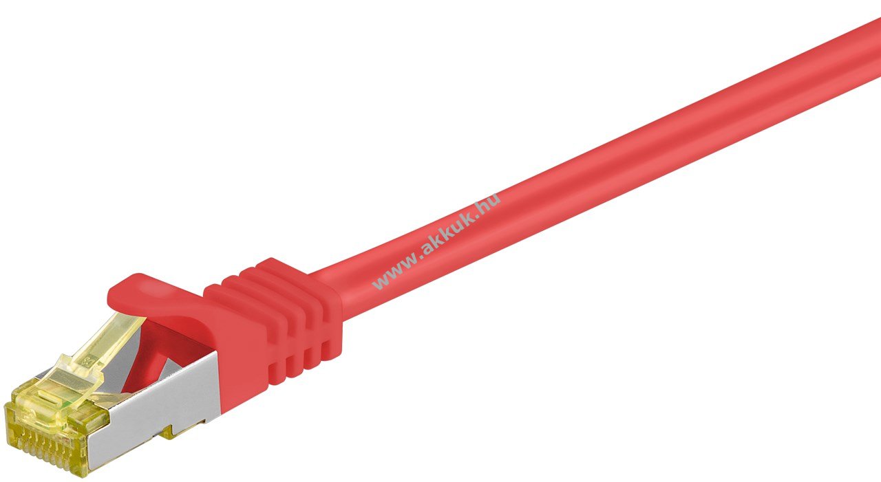 Goobay RJ45 patchkábel CAT6A S/FTP (PiMF) 500MHz CAT7 magkábellel piros LSZH 1.5m CU
