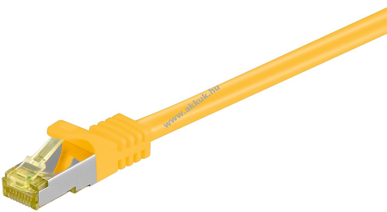 Goobay RJ45 patchkábel CAT6A S/FTP (PiMF) 500MHz CAT7 vezeték 3m sárga LSZH CU