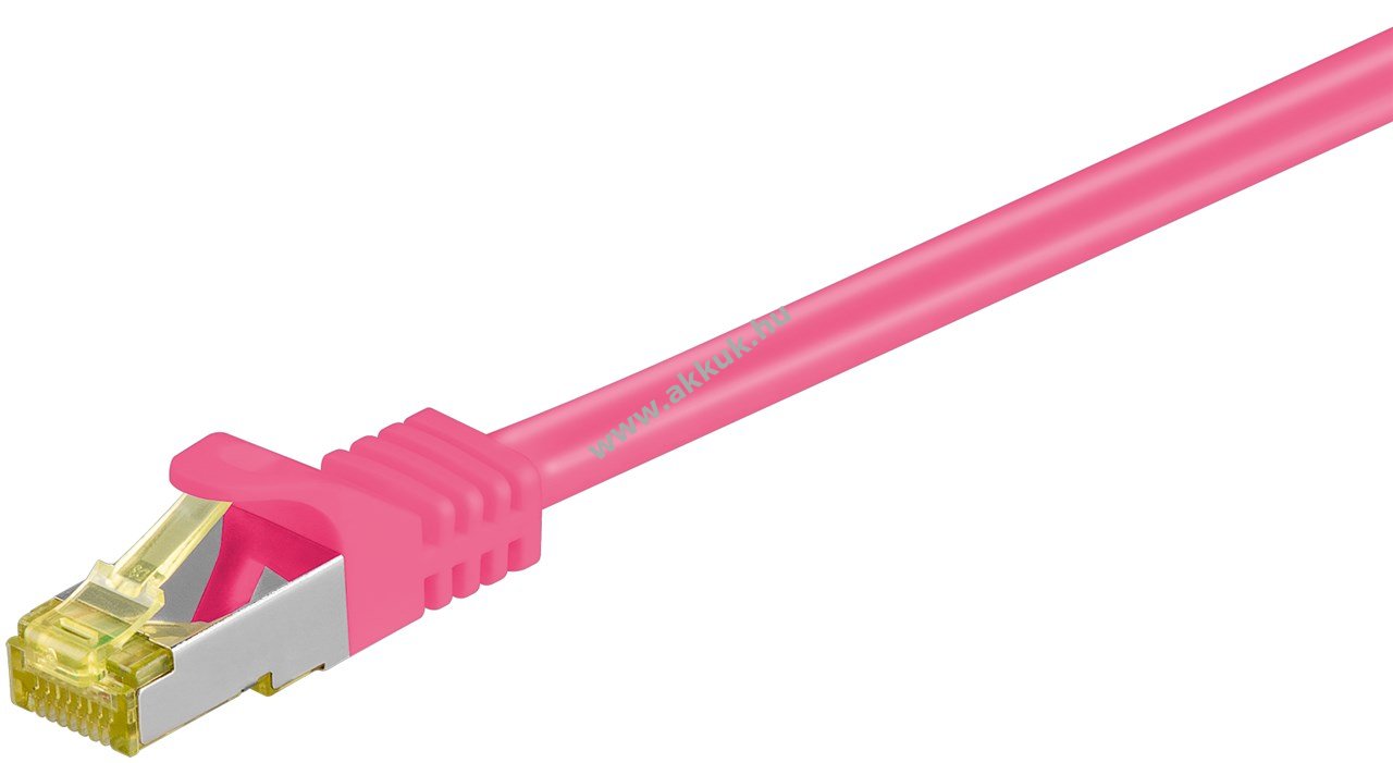 Goobay RJ45 CAT6A S/FTP (PiMF) patchkábel 500MHz CAT7 alapkábel magenta LSZH CU 3m