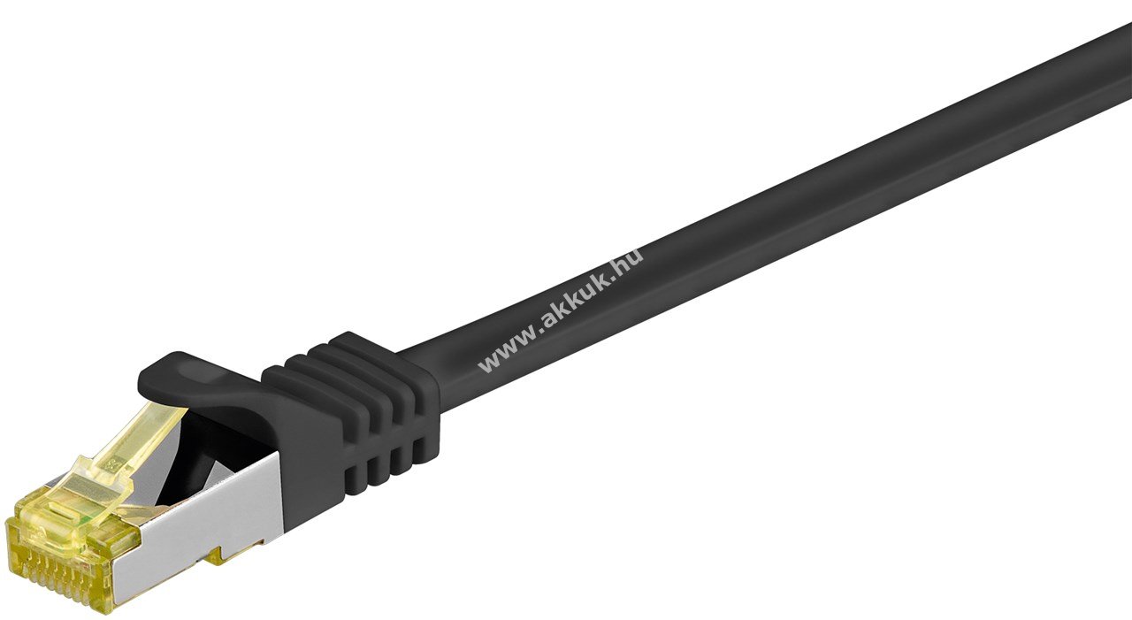 Goobay RJ45 patchkábel CAT6A S/FTP (PiMF) 500MHz CAT7 belső 10m LSZH fekete CU