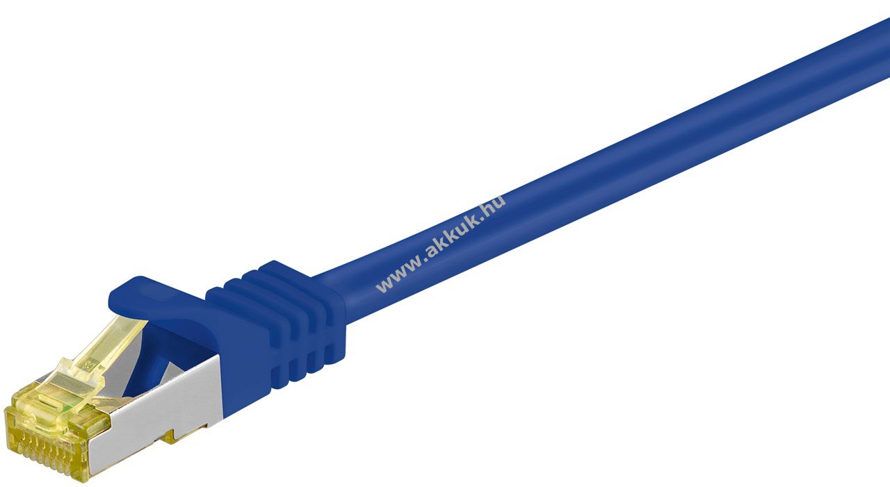 Goobay RJ45 patchkábel CAT 6A S/FTP (PiMF) 500MHz CAT7 magkábel kék LSZH CU 15m