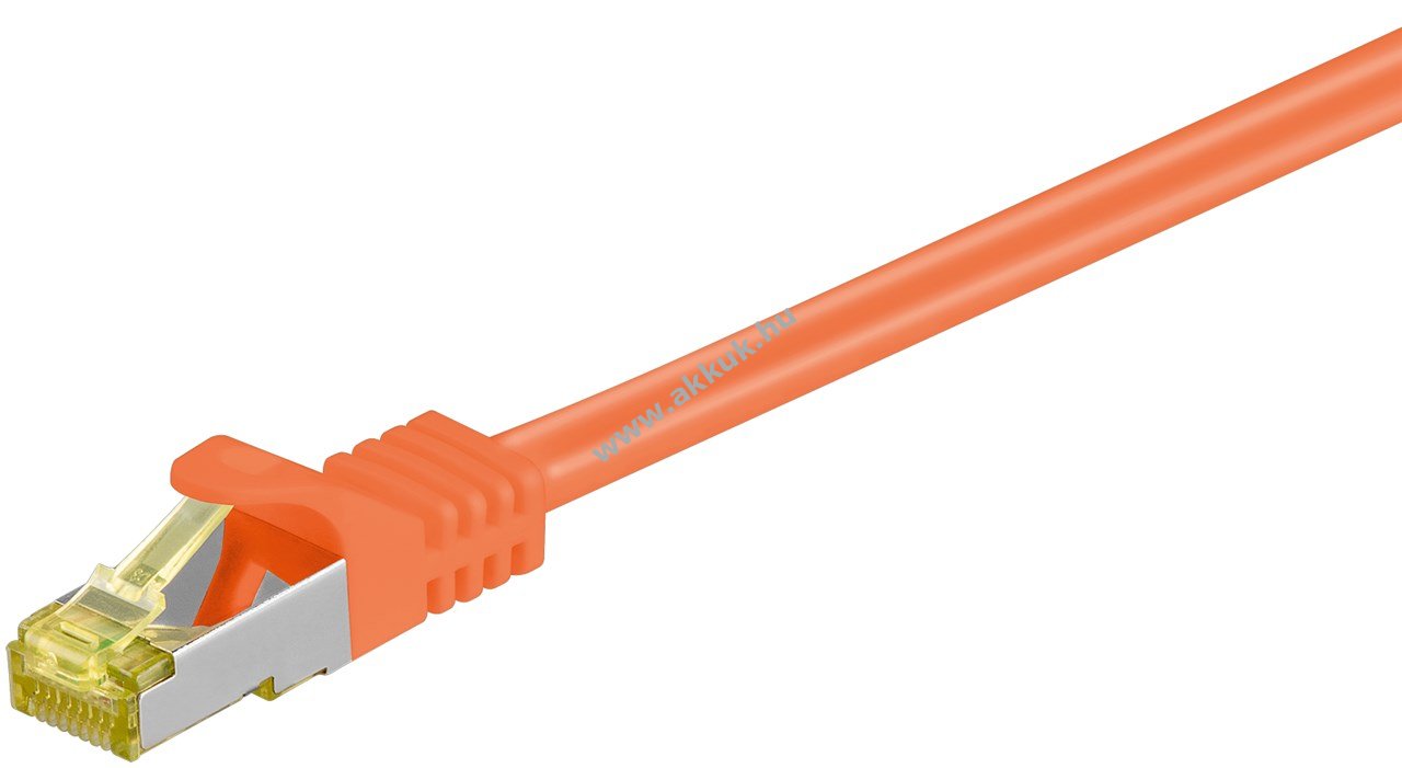 Goobay RJ45 patchkábel CAT 6A S/FTP (PiMF) 500MHz CAT7 CU narancs LSZH 15m