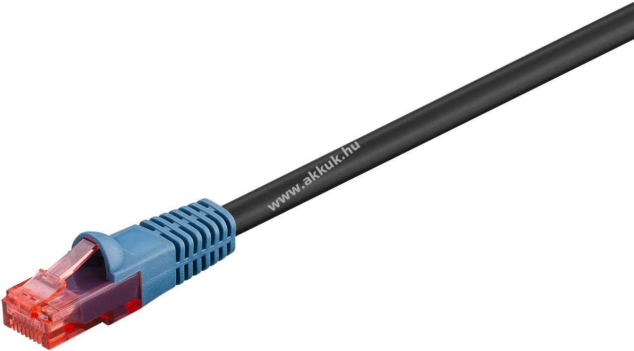 Goobay CAT6 U/UTP CCA RJ45 kültéri patchkábel 30m fekete 2xPE külső köpeny