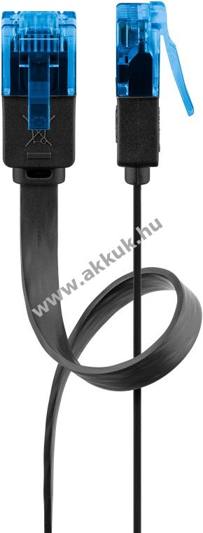 Goobay CAT 6A lapos patchkábel U/UTP 0,5m fekete CU