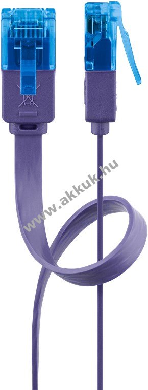 Goobay CAT 6A lapos patchkábel U/UTP lila rézvezető (CU) 1m