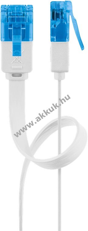 Goobay CAT6A U/UTP lapos patchkábel 1m fehér 2xRJ45 CU
