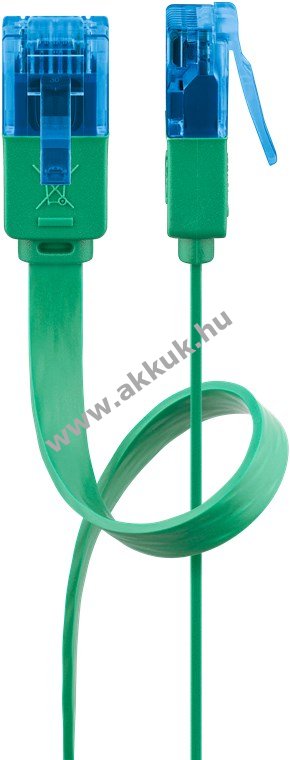 Goobay CAT6A lapos patchkábel U/UTP zöld (CU) 2m RJ45
