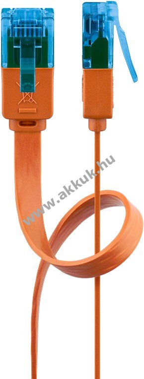 Goobay CAT6A U/UTP lapos patchkábel 2m narancs CU RJ45