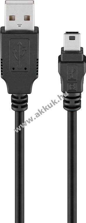 Goobay USB-A-Mini-B kábel 1m fekete USB2.0 480Mbit/s 0,5A 2,5W