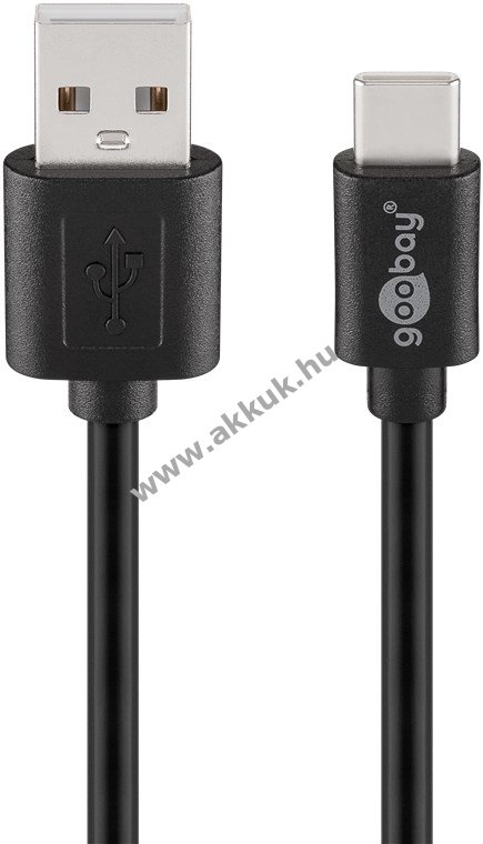 Goobay USB-C-USB-A kábel 1m fekete 2,5W 0,5A 480Mbit/s USB2.0