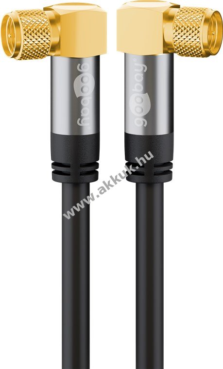 Goobay SAT koaxiális kábel 10m 4x árnyékolt 135dB aranyozott F-csatlakozó 90°-F-csatlakozó 90°