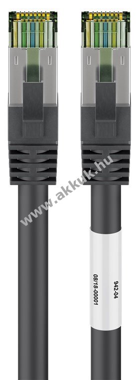 Goobay CAT8.1 S/FTP (PiMF) patch kábel 2m fekete OFC AWG24 LSZH 2GHz