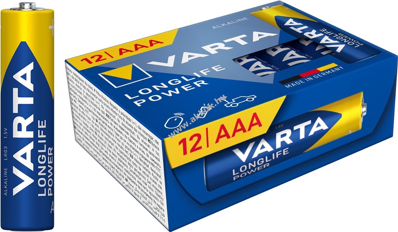 Varta Longlife Power AAA (Micro) (4903) elem 1,5V 12db/csomag alkáli-mangán