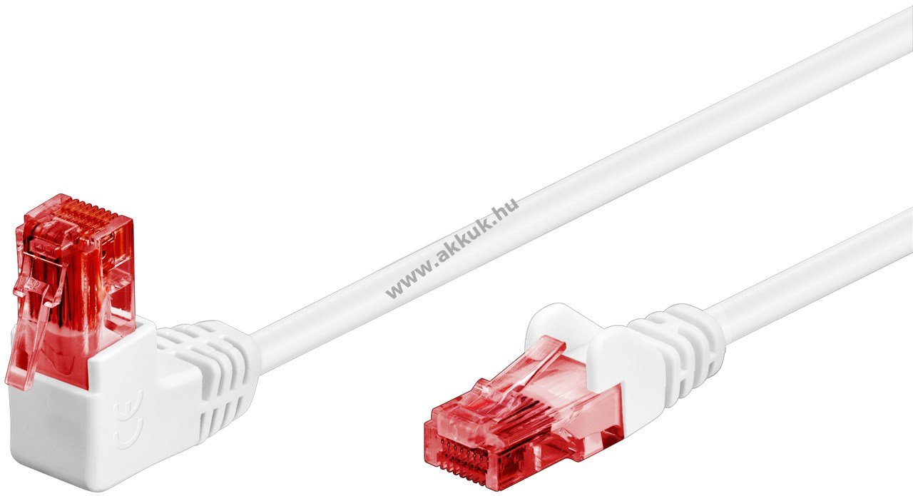 Goobay CAT-6 U/UTP patchkábel 1x90° RJ45 fehér 5m CCA
