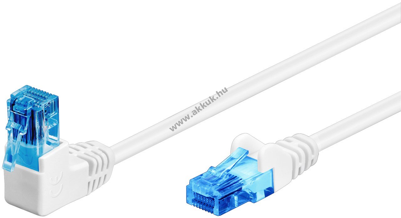 Goobay CAT-6A U/UTP patch kábel 1x90° RJ45 fehér 0.25m CCA